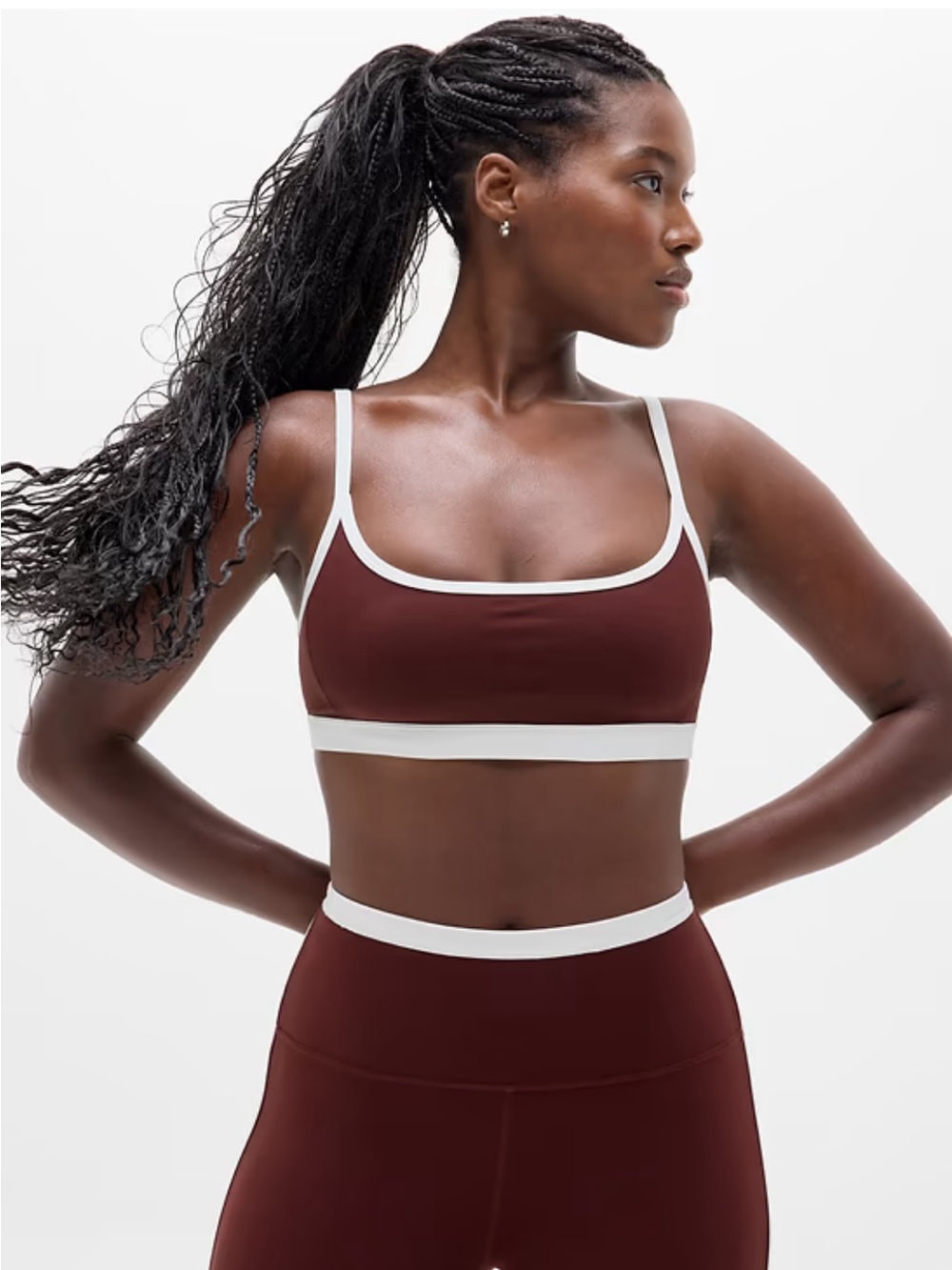 NWT Athleta Square Neck Sports Bra - **Black w/Baby Blue** - Size L